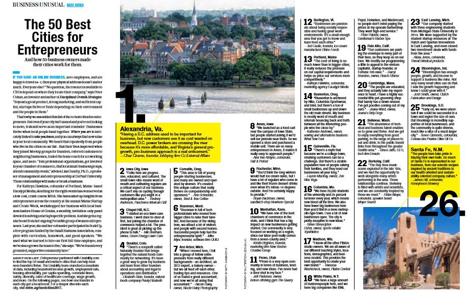 50 Best Cities for Entrepreneurs